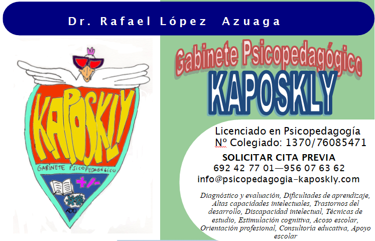 Gabinete Psicopedagógico Kaposkly - tarjeta de visita